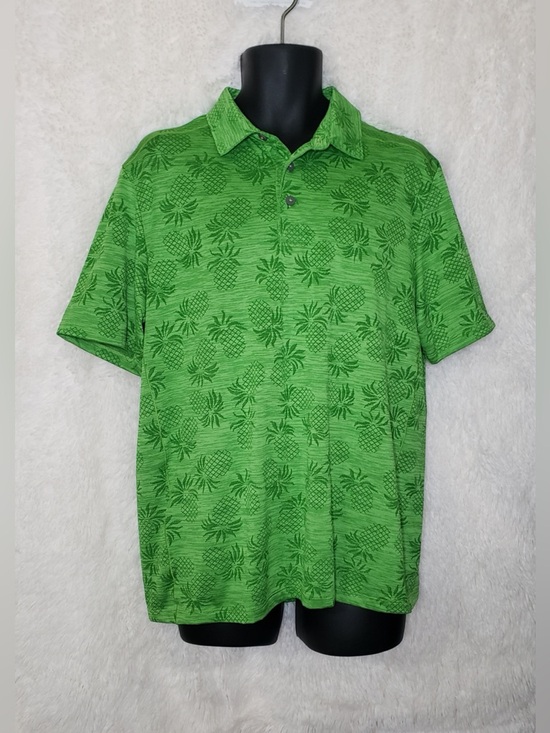 Tommy Bahama Other - Tommy Bahama Island Zone Palm Coast Pineapple Short Sleeve Polo Size L ~ Green